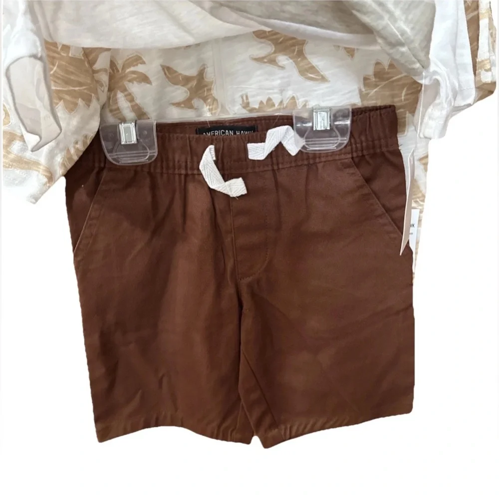 American‎ Hawk Hawaiian Shirt Dinosaur 3-Piece Outfit Set 4T Boys T Shorts NWT
